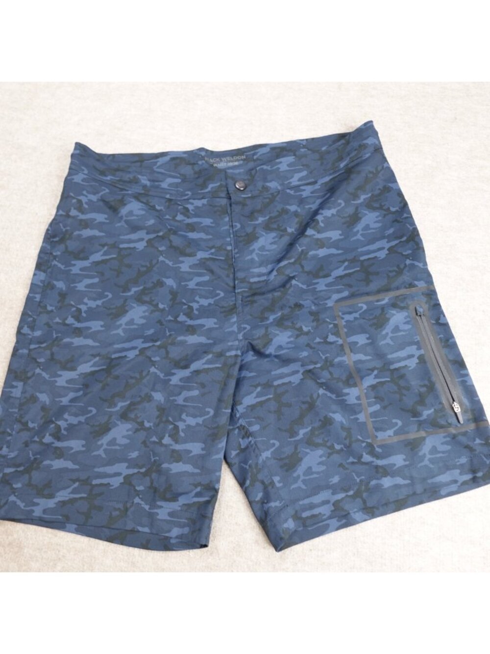 Mack Weldon Shorts 36 Blue Camouflage Drawstring Hook Loop Hybrid
